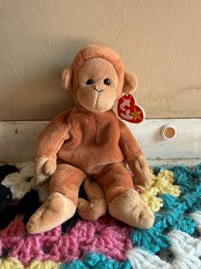 Ty Retired Bongo the Monkey Beanie Baby with Original Tags and ERRORS